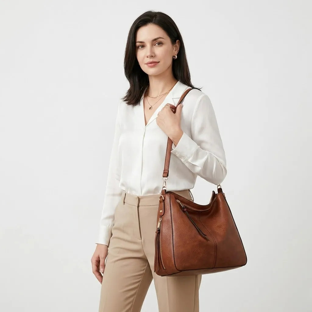 Bolso de Hombro de Piel de Lujo Antirrobo™