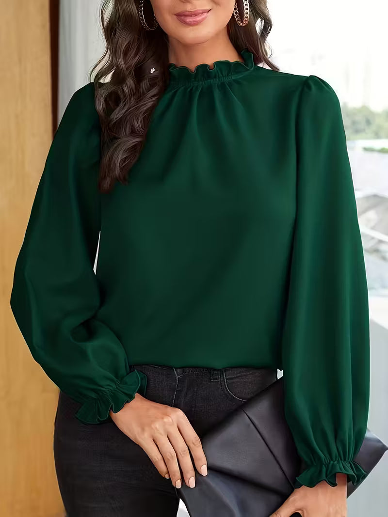 Blusa con Cuello de Volantes y Mangas Abullonadas™
