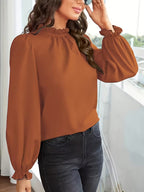Blusa con Cuello de Volantes y Mangas Abullonadas™