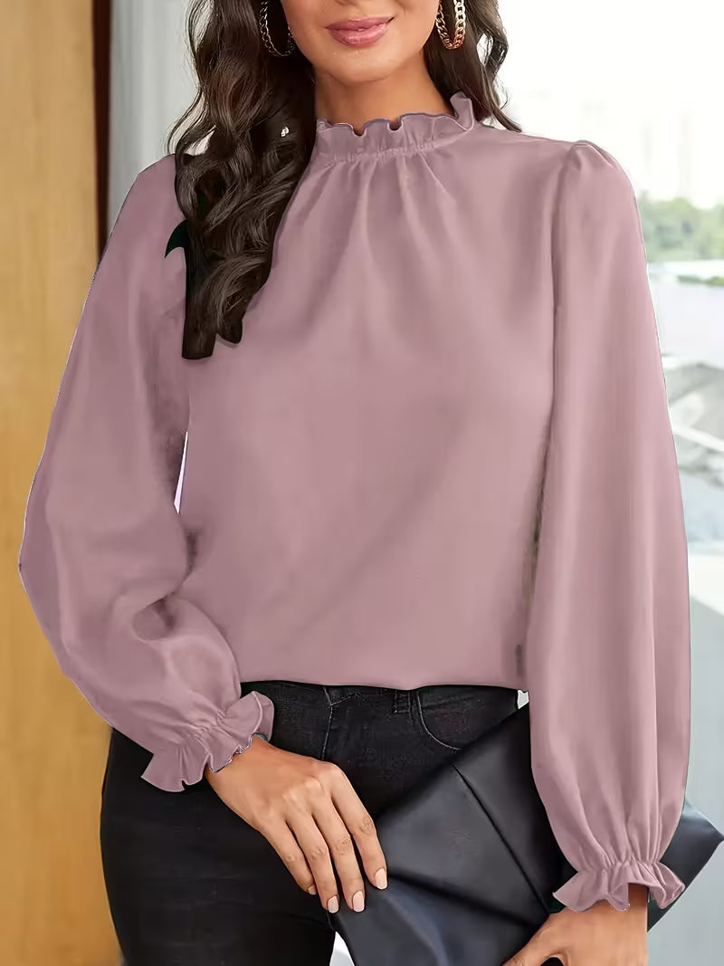 Blusa con Cuello de Volantes y Mangas Abullonadas™