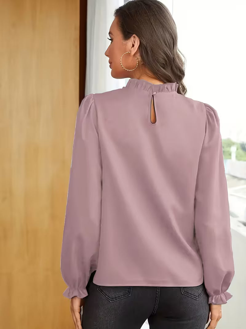 Blusa con Cuello de Volantes y Mangas Abullonadas™