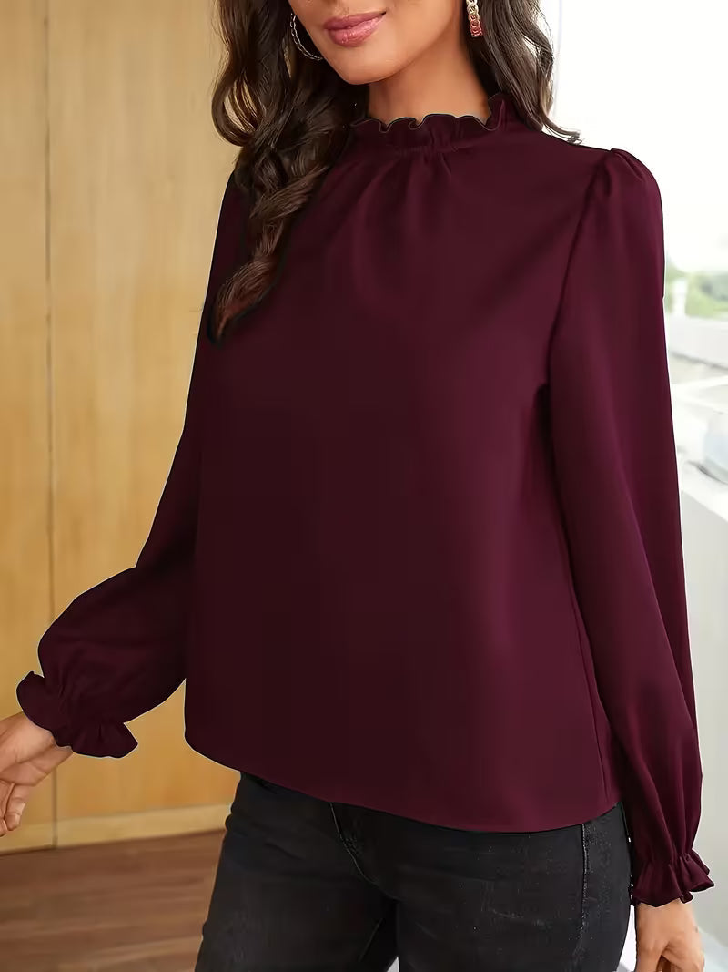Blusa con Cuello de Volantes y Mangas Abullonadas™