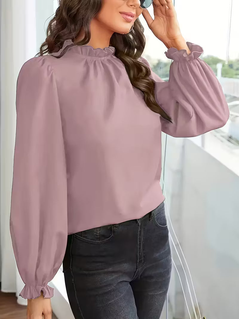 Blusa con Cuello de Volantes y Mangas Abullonadas™