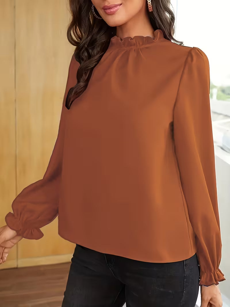 Blusa con Cuello de Volantes y Mangas Abullonadas™