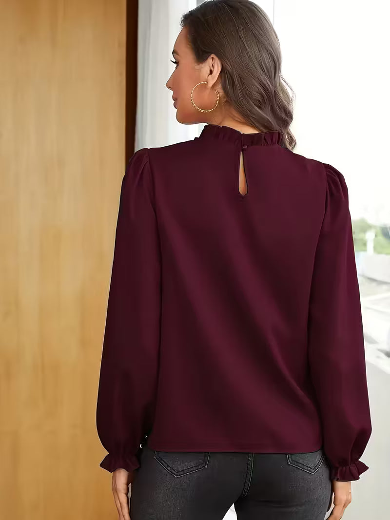 Blusa con Cuello de Volantes y Mangas Abullonadas™