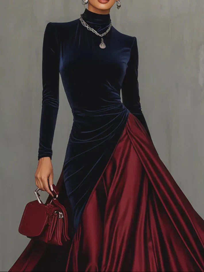 Beatriz™ | Vestido Largo Elegante Bicolor y Satén con Falda Fluida