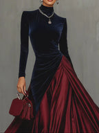 Beatriz™ | Vestido Largo Elegante Bicolor y Satén con Falda Fluida