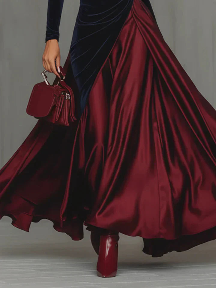 Beatriz™ | Vestido Largo Elegante Bicolor y Satén con Falda Fluida