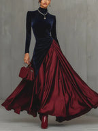 Beatriz™ | Vestido Largo Elegante Bicolor y Satén con Falda Fluida