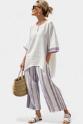 Allegra™ | Camiseta Cómoda y Pantalones de Bambú a Rayas