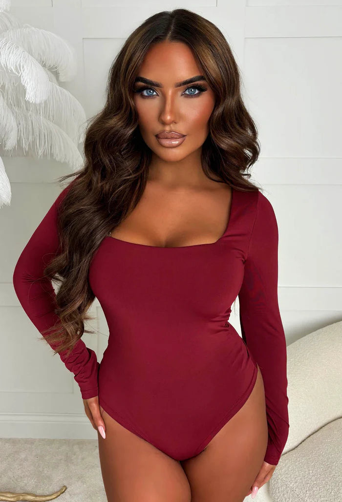 Stefany™ | Body De Manga Larga Con Escote