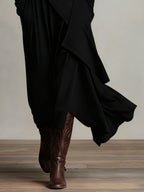 Aurelia™ | Vestido Largo Plisado Asimétrico con Cuello Alto