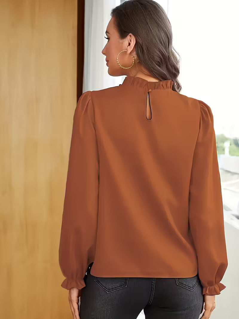 Blusa con Cuello de Volantes y Mangas Abullonadas™