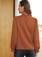 Blusa con Cuello de Volantes y Mangas Abullonadas™