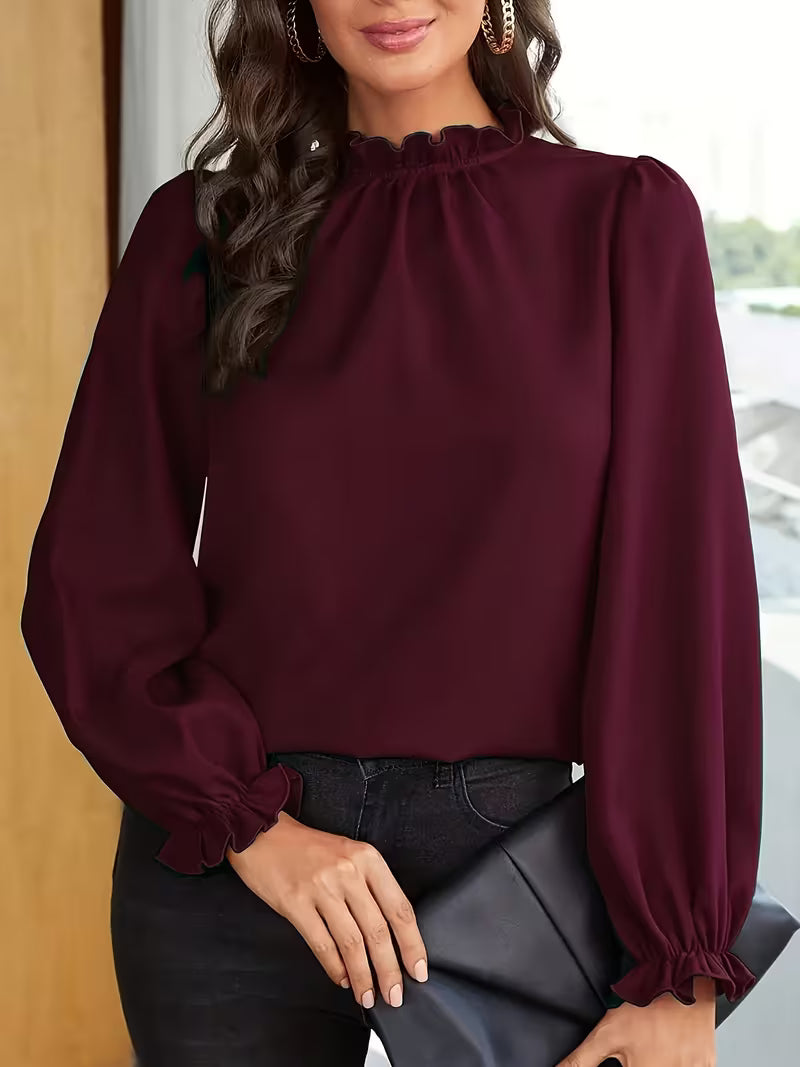 Blusa con Cuello de Volantes y Mangas Abullonadas™