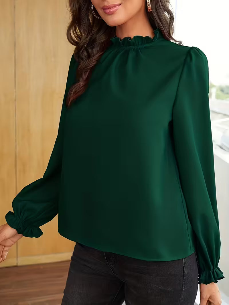 Blusa con Cuello de Volantes y Mangas Abullonadas™